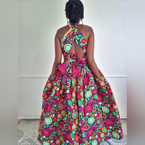 V-neck African Dresses For Women Clothing Dashiki Print Africa Maxi Dress Long Sleeve main image 0